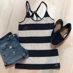 Hollister Blue and Tan Striped Tank Size Small.